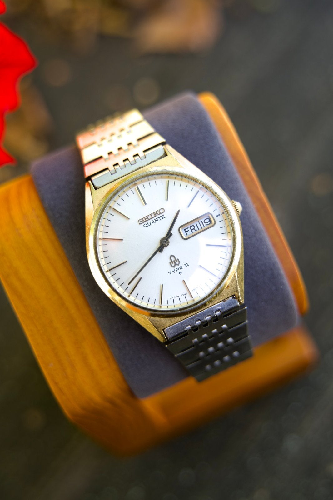 Seiko Type II 7546-8000 – December 1977 – Two Tone, Ophalen of Verzenden, Staal, Seiko, 1960 of later