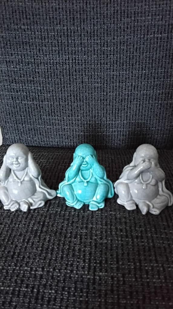 Set van 3 Boeddha beeldjes - Horen, Zien, Zwijgen, Ophalen of Verzenden, Gebruikt