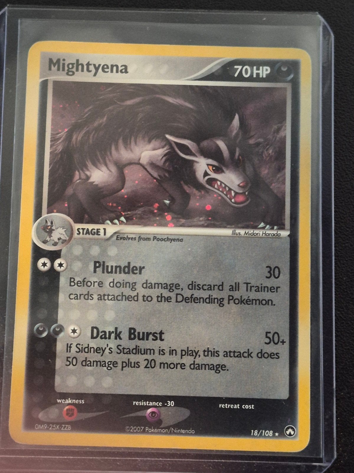 Mightyena Pokémon Kaart 18/108 EX Power Keepers, Ophalen of Verzenden, Gebruikt, Losse kaart