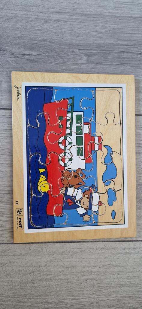 Houten puzzel boot en zeeman - Rolf, Ophalen of Verzenden, 10 tot 50 stukjes, Gebruikt