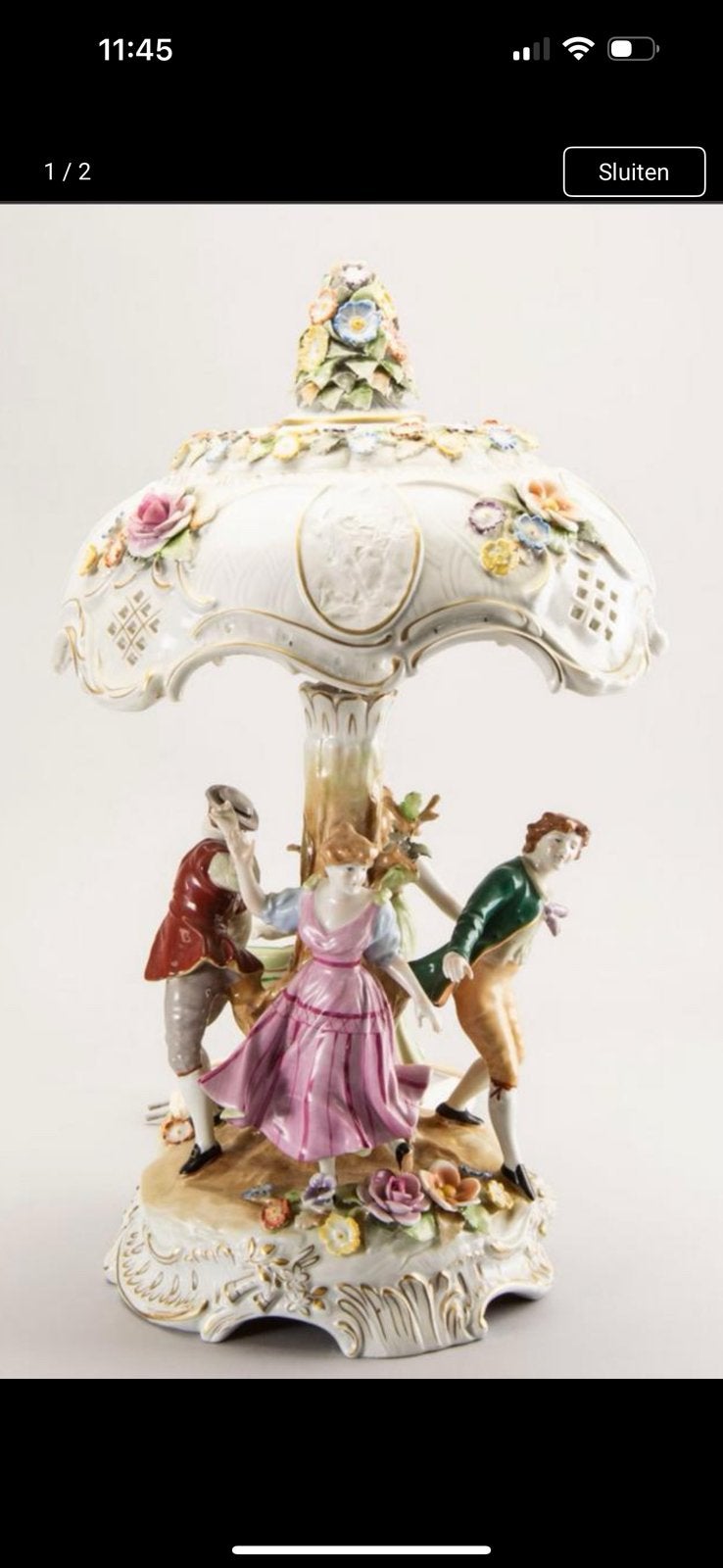 Prachtige porselein duits lamp pmp, Ophalen of Verzenden