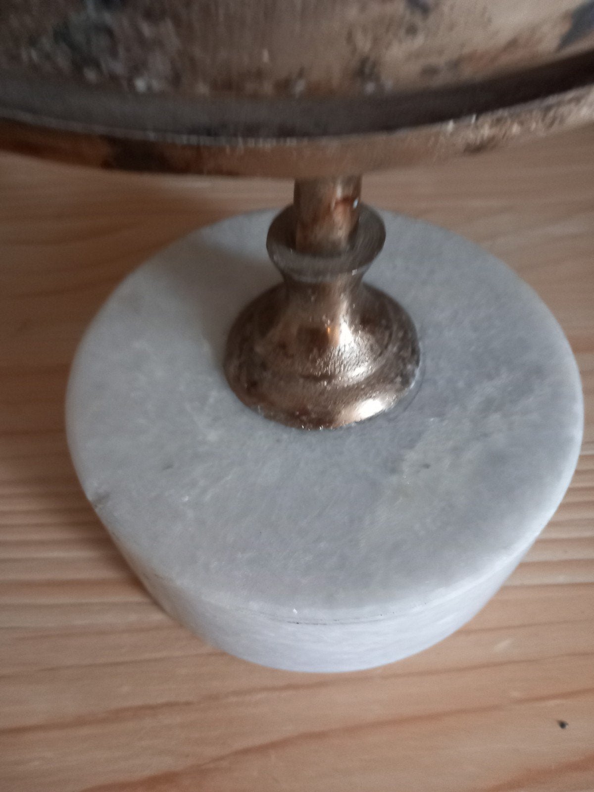 Vintage make-up spiegel met marmeren voet, Ophalen of Verzenden, Rond, Minder dan 50 cm, Minder dan 100 cm