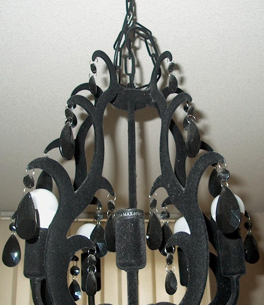 Barok : Orient chandelier 5xe1440w black flock (lucide), Ophalen, Zo goed als nieuw, Glas, Minder dan 50 cm