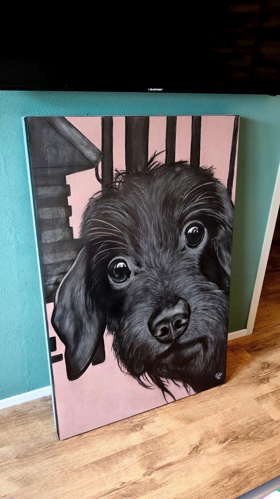 teckelschilderij 120 x 80 cm., Ophalen, Vee