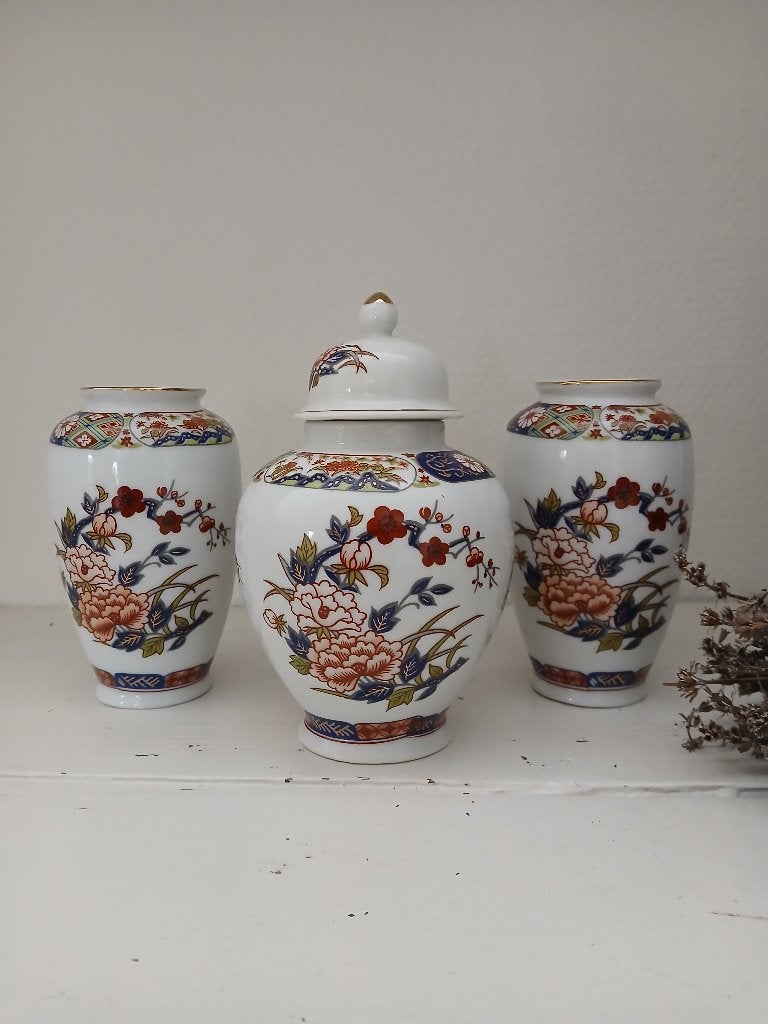 porseleinen kaststel driedelig - gemberpot, Ophalen of Verzenden