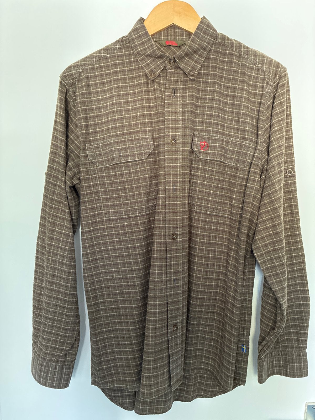 Fjällräven Geruit Overhemd - Maat M, Kleding | Heren, Ophalen of Verzenden, Zo goed als nieuw, Bruin, Overige halswijdtes