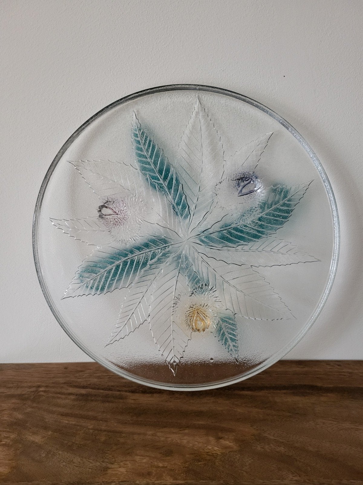 Taartplateau of hapjesschaal glas met bloemen, Huis en Inrichting, Keuken | Servies, Ophalen of Verzenden, Overige stijlen, Glas
