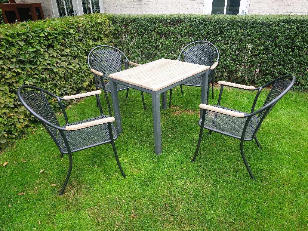 Tuinset --- ZEER MOOI! --- ZWARE KWALITEIT, Tuin en Terras, Tuinsets en Loungesets, Ophalen, 4 zitplaatsen, Hardhout, Zo goed als nieuw