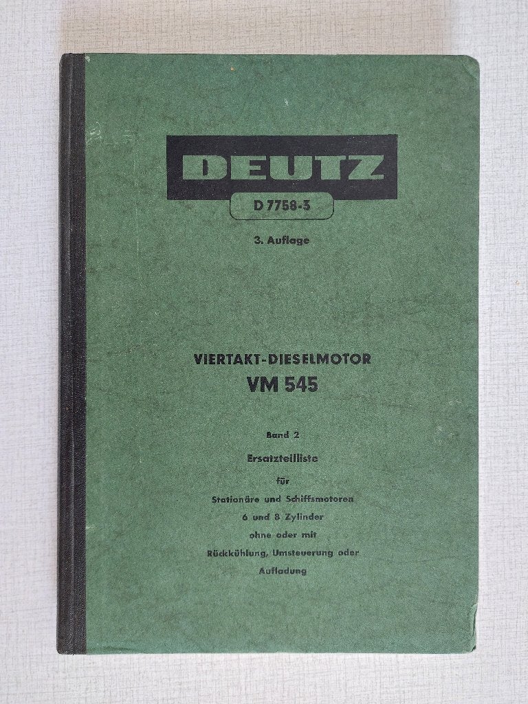 Onderdeelboek DEUTZ Viertakt-Dieselmotor VM545 6/8 Cilinder, Ophalen of Verzenden, Zo goed als nieuw, Klöckner - Humboldt - Deutz - AG Köln