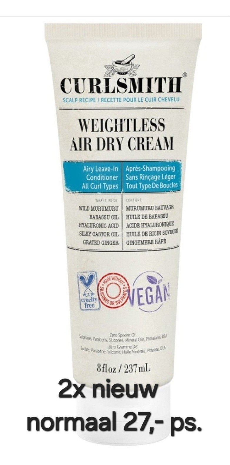 CG 2x Curlsmith Weightless Air Dry Cream - Nieuw, Ophalen of Verzenden, Nieuw, Shampoo of Conditioner