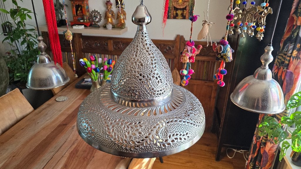 Schitterende Marokkaanse/Oosterse lamp, Ophalen, Zo goed als nieuw, Metaal, E27 (groot)