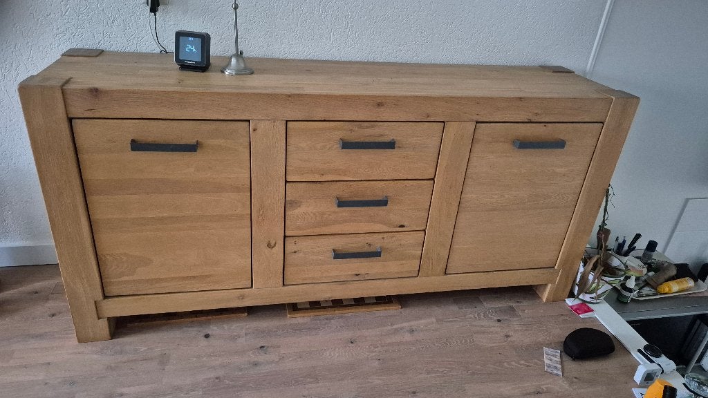 mooie licht eiken dressoir, tv kast en boekenkast, Huis en Inrichting, Kasten | Dressoirs, Ophalen, Gebruikt, 150 tot 200 cm, Eikenhout