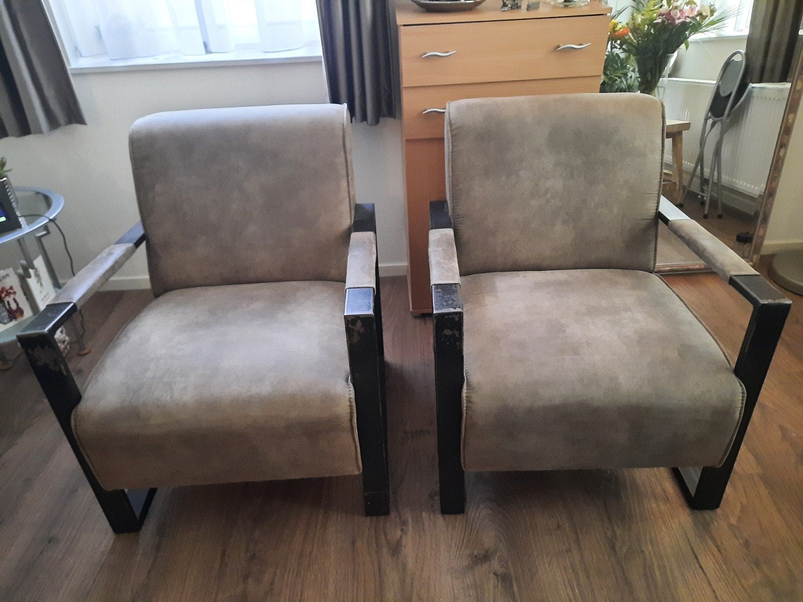 2 fauteuils, Huis en Inrichting, Fauteuils, Ophalen, Zo goed als nieuw, 75 tot 100 cm, 50 tot 75 cm