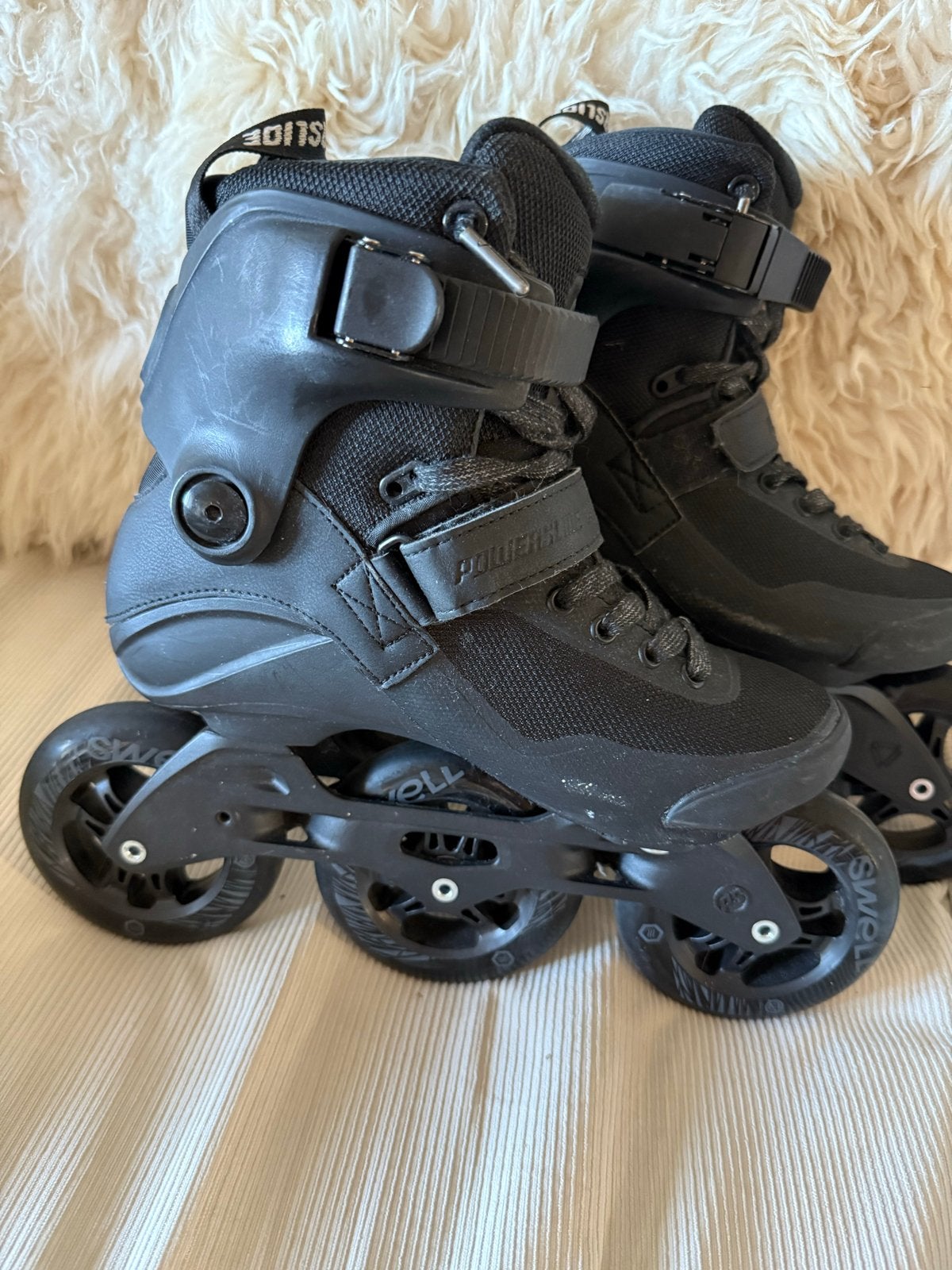 Powerslide Swell Triple Black 110 inline skates met bescherm, Gebruikt, Ophalen of Verzenden, Inline skates 4 wielen, Powerslide