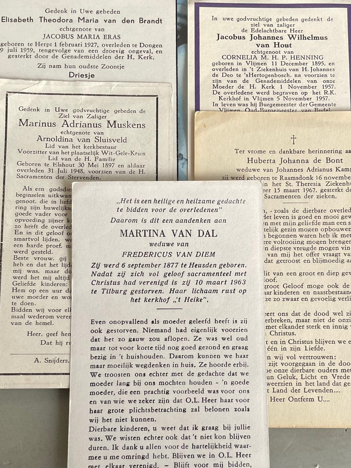 5 Bidprentjes Heusden ,Herpt ,Elshout ,Vlijmen ,Raamsdonkvee, Ophalen of Verzenden