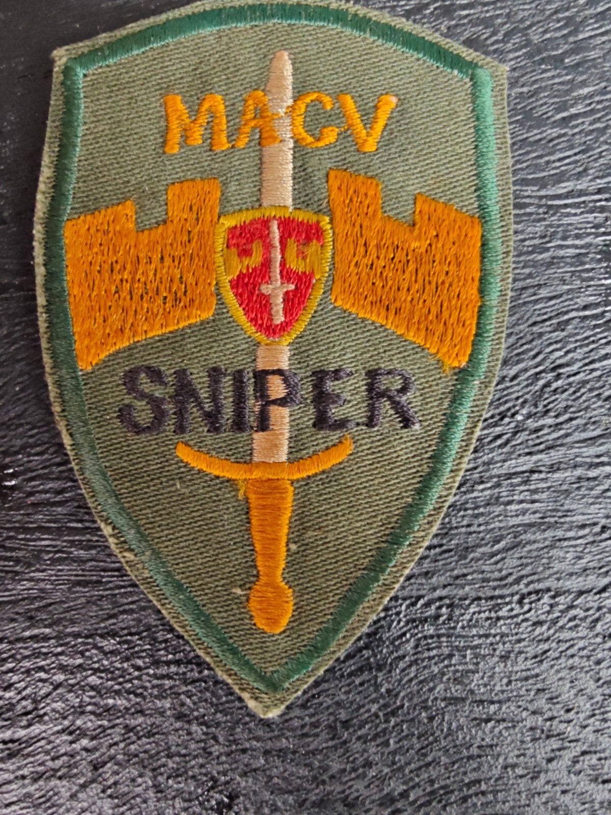 Patch , USAF MACV , SNIPER  Vietnam oorlog periode uitdunnen, Verzamelen, Ophalen of Verzenden, Landmacht, Nederland, Embleem of Badge