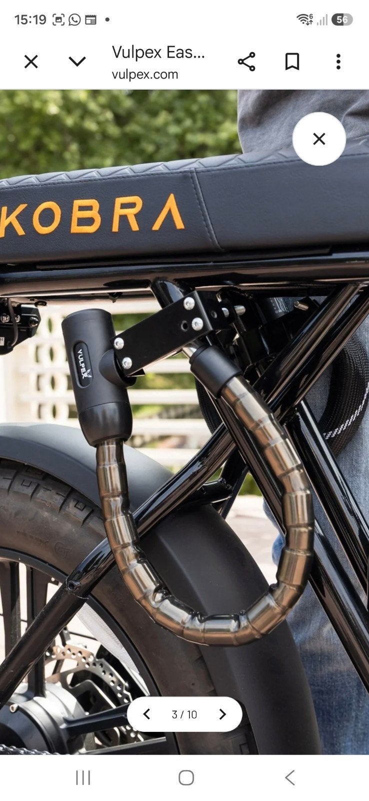 Vulpex EasyLock - Fat/E bike (stuur) slot lichtgewicht, Ophalen of Verzenden, Zo goed als nieuw