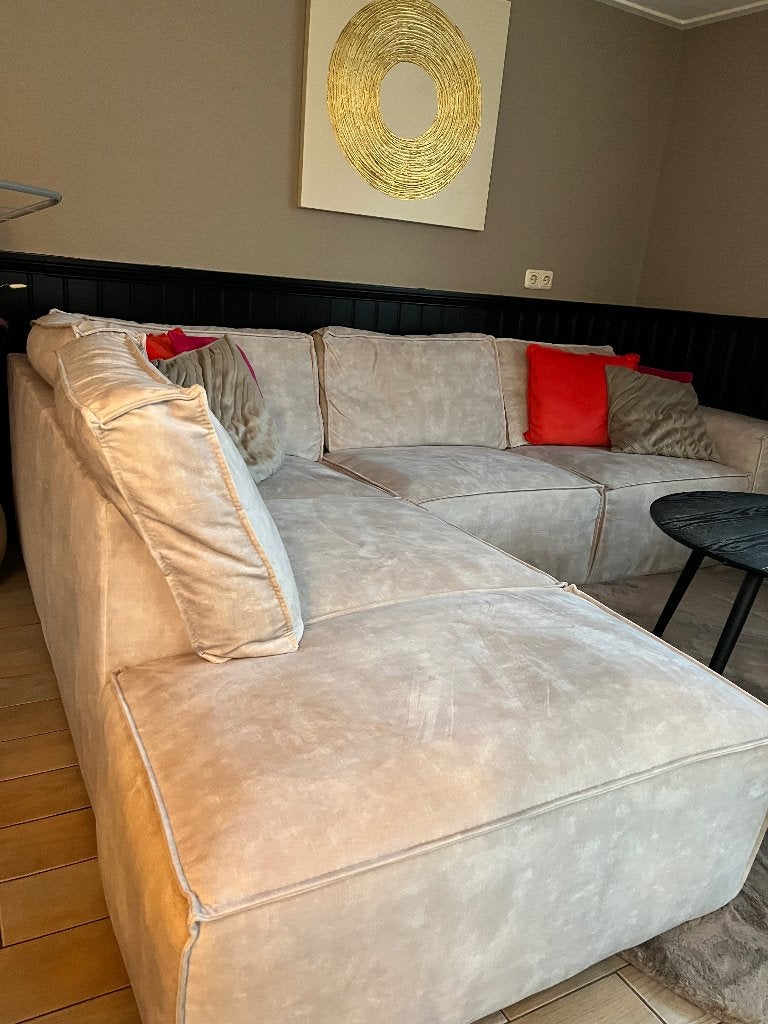 Hoekbank velvet, Huis en Inrichting, Banken | Bankstellen, Ophalen, 250 tot 300 cm, Hoekbank, 75 tot 100 cm