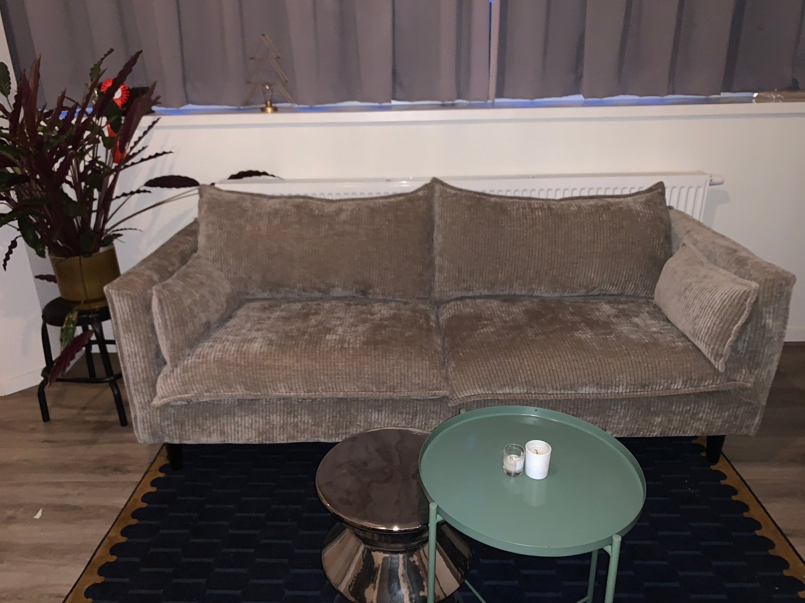 Velvet corduroy 2,5 zits bank, Ophalen, Japandi, 150 tot 200 cm, Driepersoons
