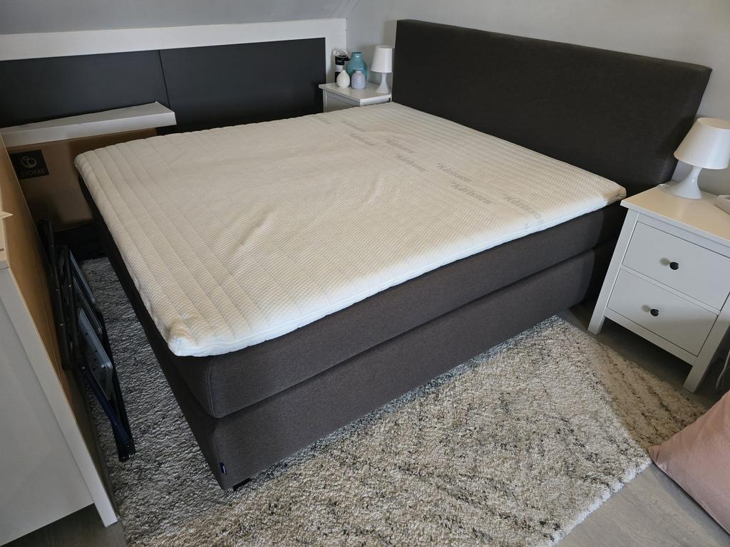 Karlsson antraciete boxspring, Ophalen, Gebruikt, Tweepersoons, 180 cm