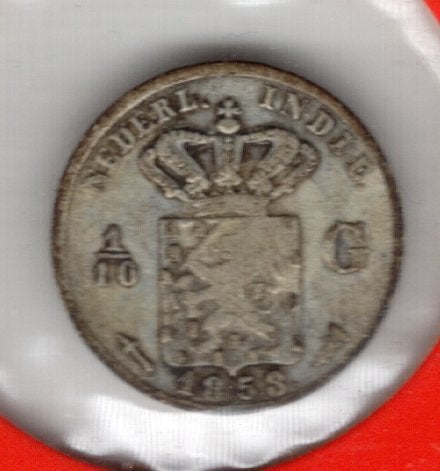 Nederlands Indie 1/10 gulden 1858, Postzegels en Munten, Munten | Nederland, Koning Willem III, Verzenden, Zilver, 10 cent