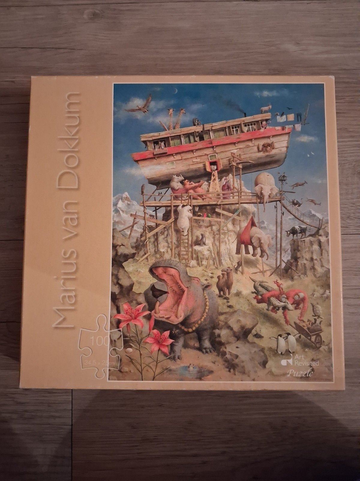 Marius van Dokkum Ark van Noach puzzel van 100 stukjes, Ophalen of Verzenden, Minder dan 500 stukjes, Zo goed als nieuw, Legpuzzel