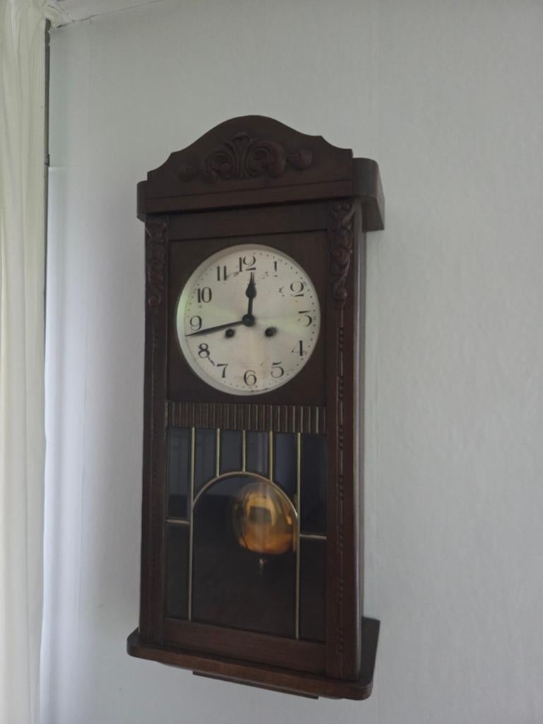 Houten klok, werkend, Antiek en Kunst, Ophalen