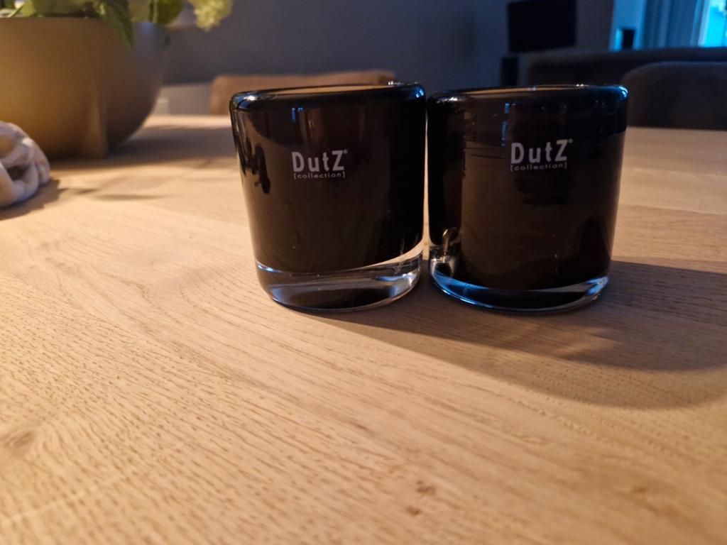 Dutz, 2 kleine zwarte windlichtjes, Ophalen of Verzenden, Zo goed als nieuw