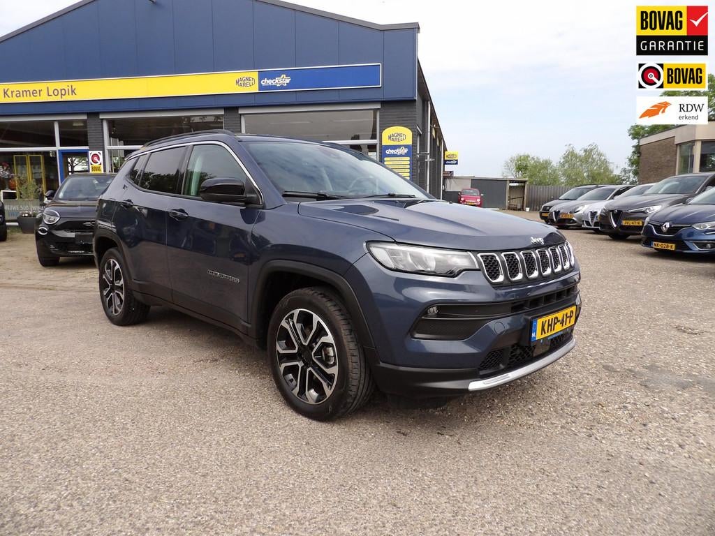 Jeep Compass 1.5T e-Hybrid Limited / Rijklaarprijs, 12 maanden, Gebruikt, 4 cilinders, Blauw