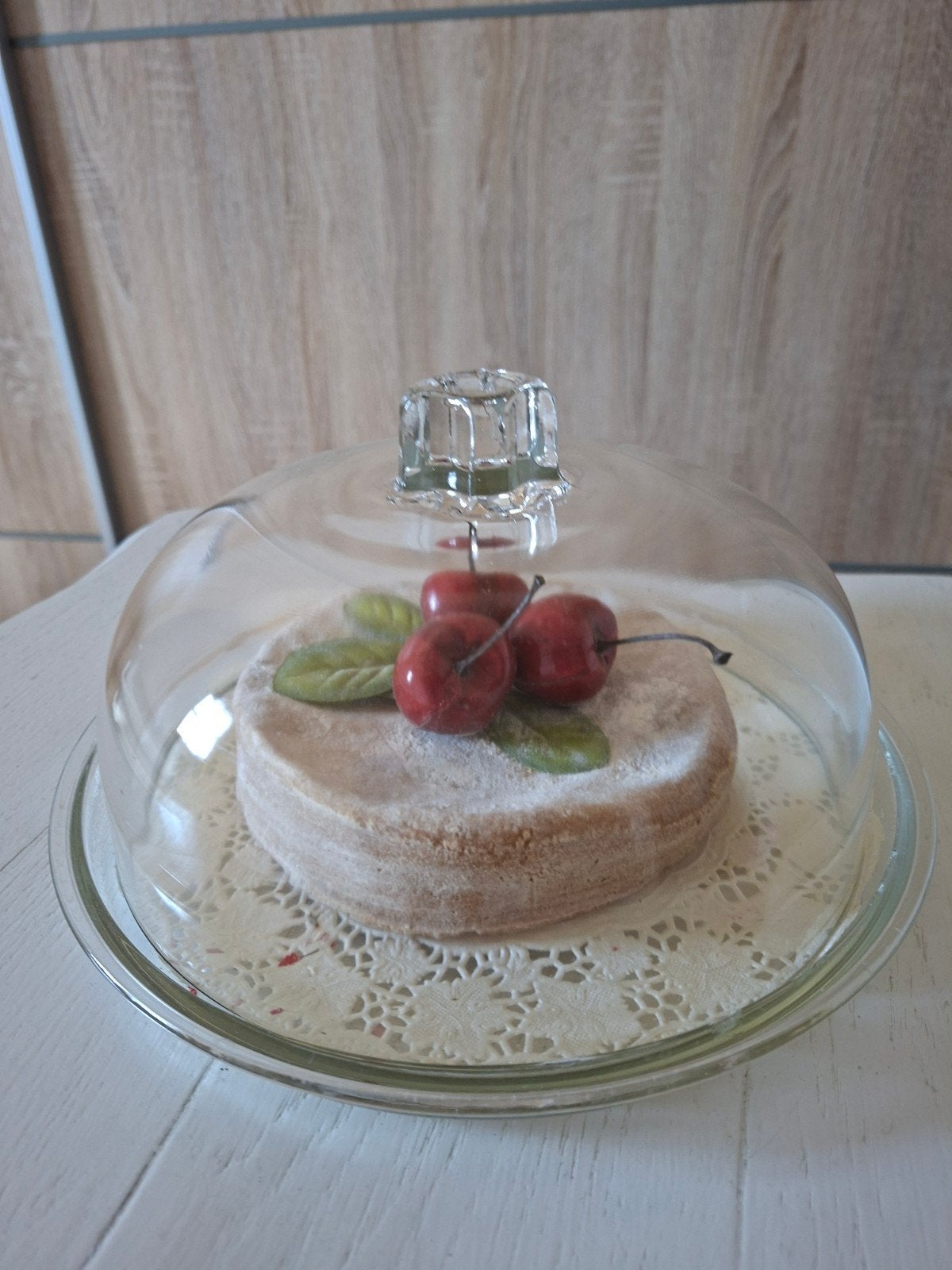 Mooie brocante gave glazen stolp 23 cm doorsnee, Ophalen of Verzenden, Zo goed als nieuw