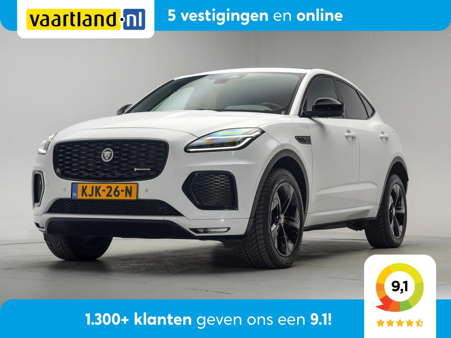 Jaguar E-Pace 1.5 P300e AWD R-Dynamic SE Blackpack [ SoH 97,, Auto's, Automaat, Dealer onderhouden, 2102 kg, Wit