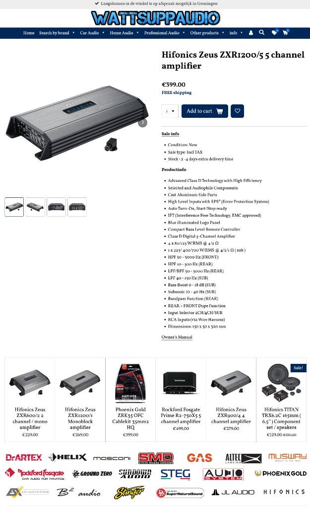 Hifonics Zeus ZXR1200/5 1200W RMS 5 kanaals versterker, Auto diversen, Audio-design, Nieuw, Am Breilingsweg 3, 76709 Kronau, Duitsland