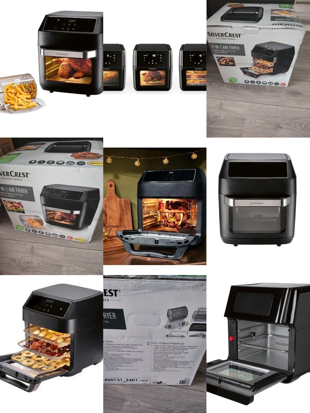 9 in 1 airfryer 12 liter inhoud met draaikorf en kebabset, Ophalen of Verzenden, Nieuw, Airfryer XXL, 1500 gram of meer
