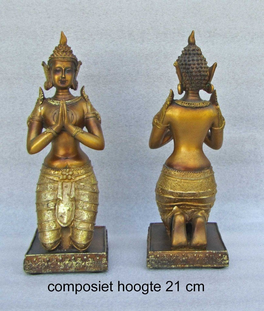 Thaise Thepphanom beeldje, Huis en Inrichting, Woonaccessoires | Boeddhabeelden, Zo goed als nieuw, Kunststof, Goud, Gouden accenten