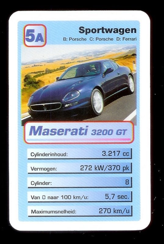 B39 verzamelkaartje 5a maserati 3200 gt, Ophalen of Verzenden, Zo goed als nieuw, Auto's