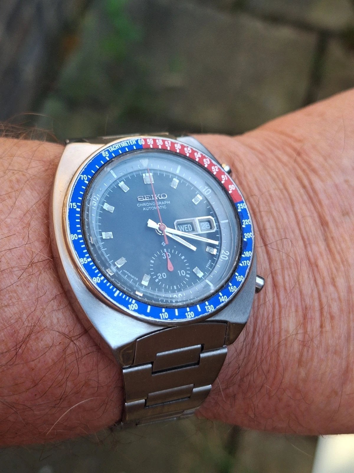 Seiko Pogue 'Cevert' Chronograaf Automaat Jaren '70, Sieraden, Tassen en Uiterlijk, Seiko, Gebruikt, Staal, Polshorloge