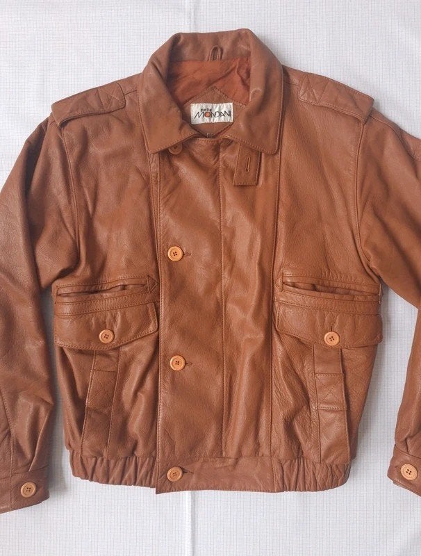 70's vintage heren leren jack Pelle Mondani, Maat 52/54 (L), Pelle Mondani, Bruin, Verzenden