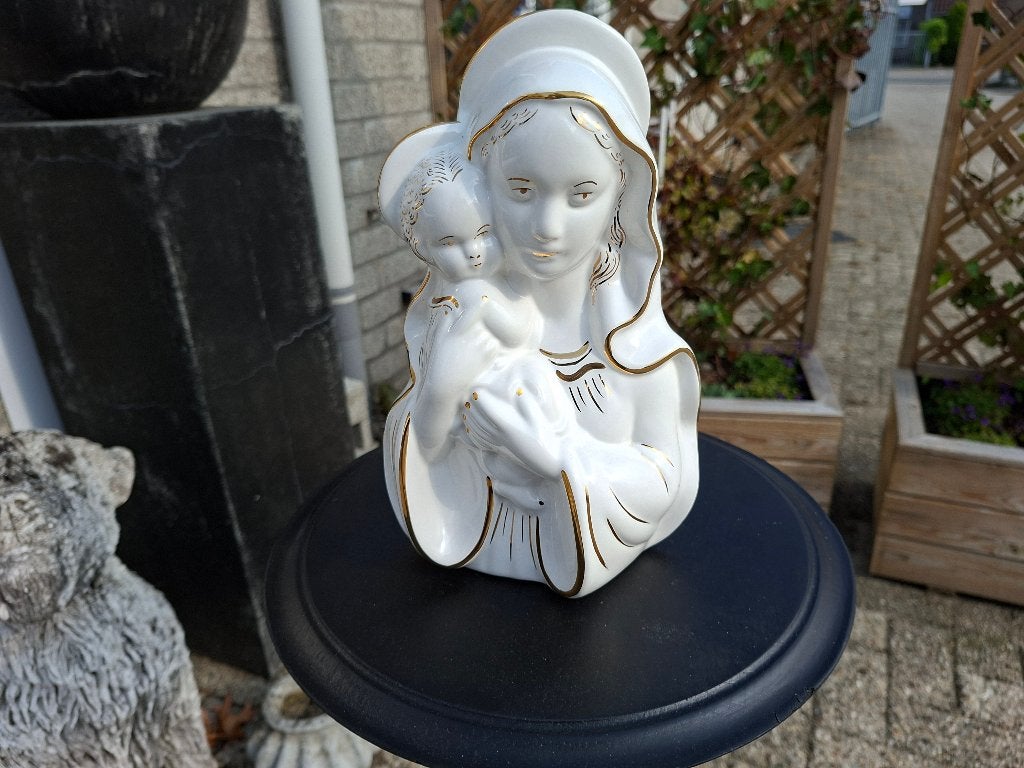 wit porseleinen maria beeld met baby christus, Ophalen of Verzenden
