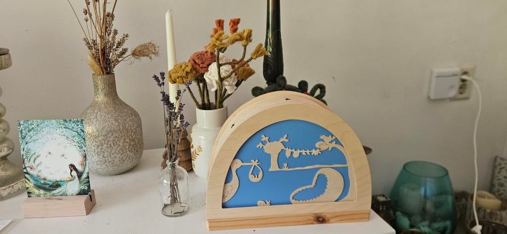 Atelier van de Noest Silhouetlamp met 2 geboortesilhoueten, Ophalen of Verzenden