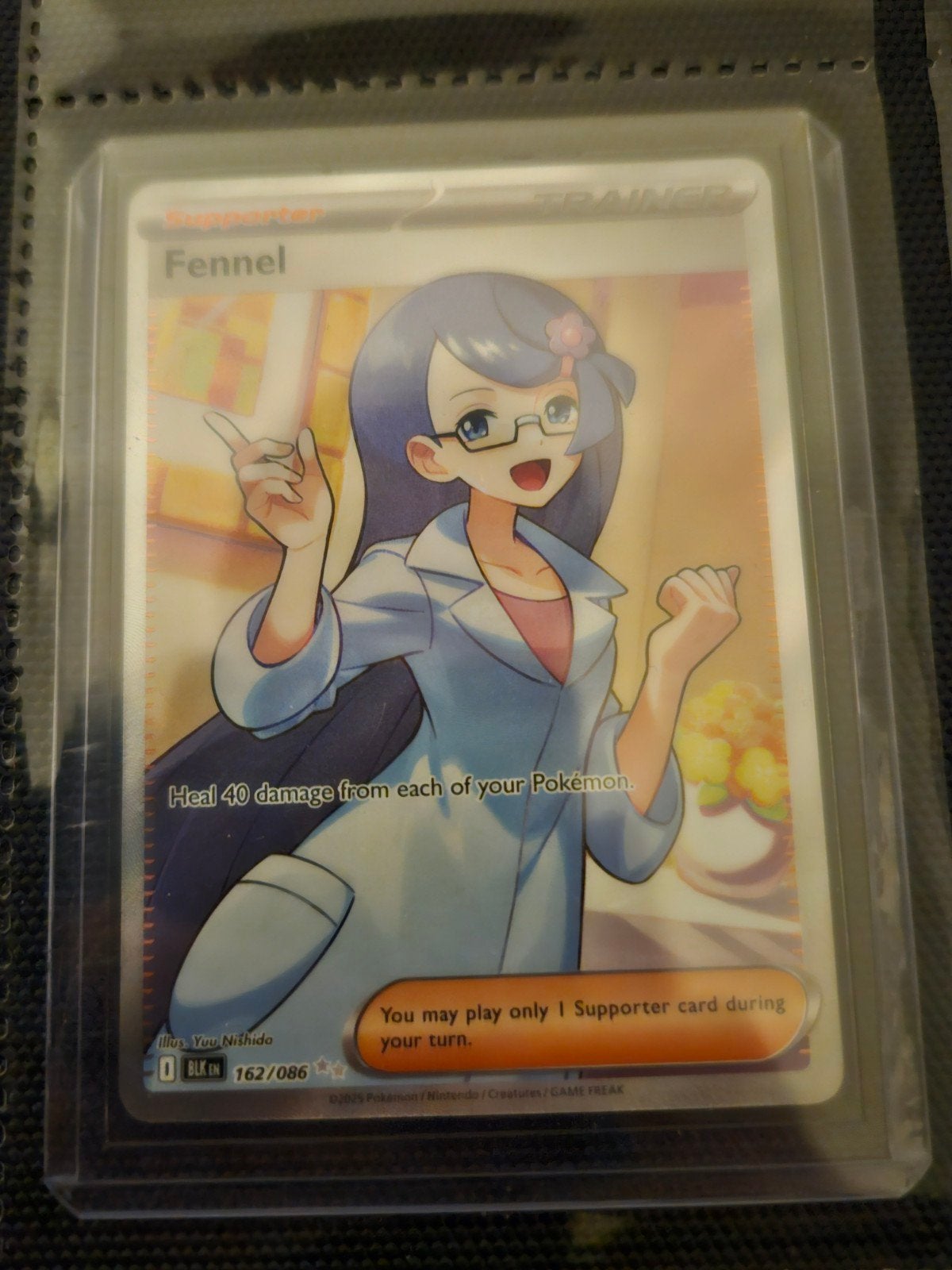 Pokemon Fennel 162/086 Black Bolt, Ophalen of Verzenden, Zo goed als nieuw, Losse kaart, Foil