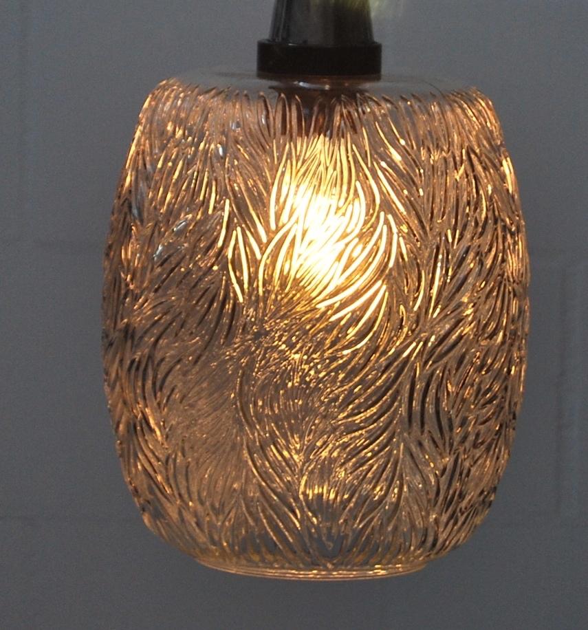vintage 60's 70's glazen hanglamp, Ophalen, Zo goed als nieuw, Glas, Mid Century Modern