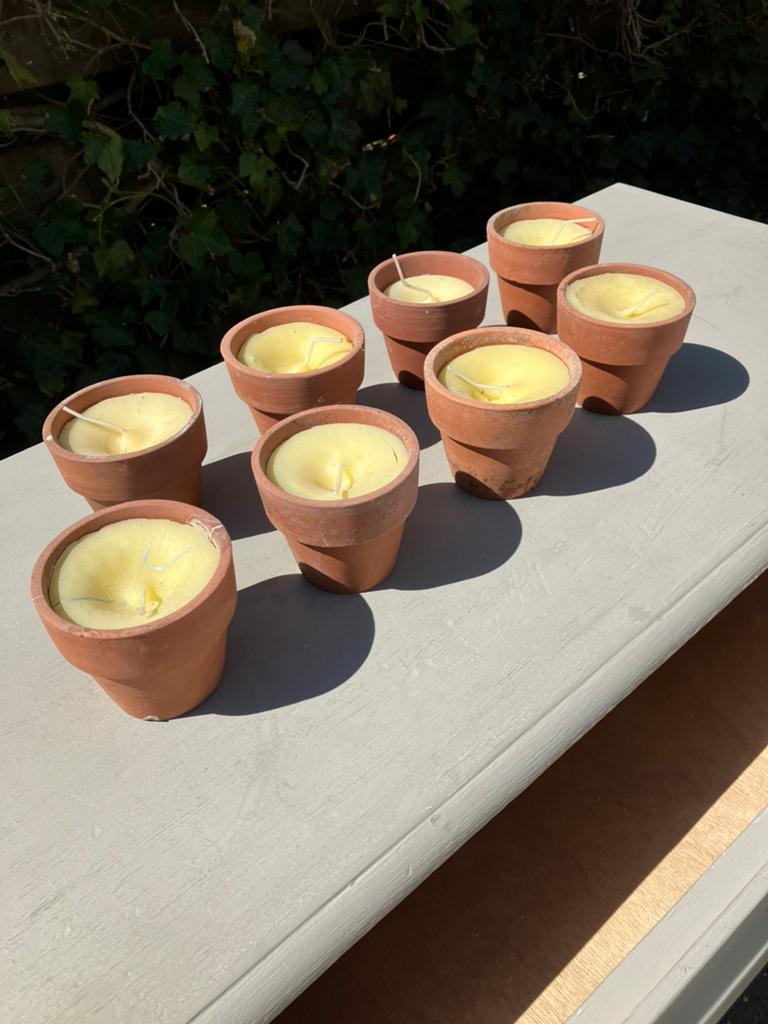 Potjes met citronella kaarsen - teab, Ophalen of Verzenden, Zo goed als nieuw, Overige materialen, Minder dan 25 cm