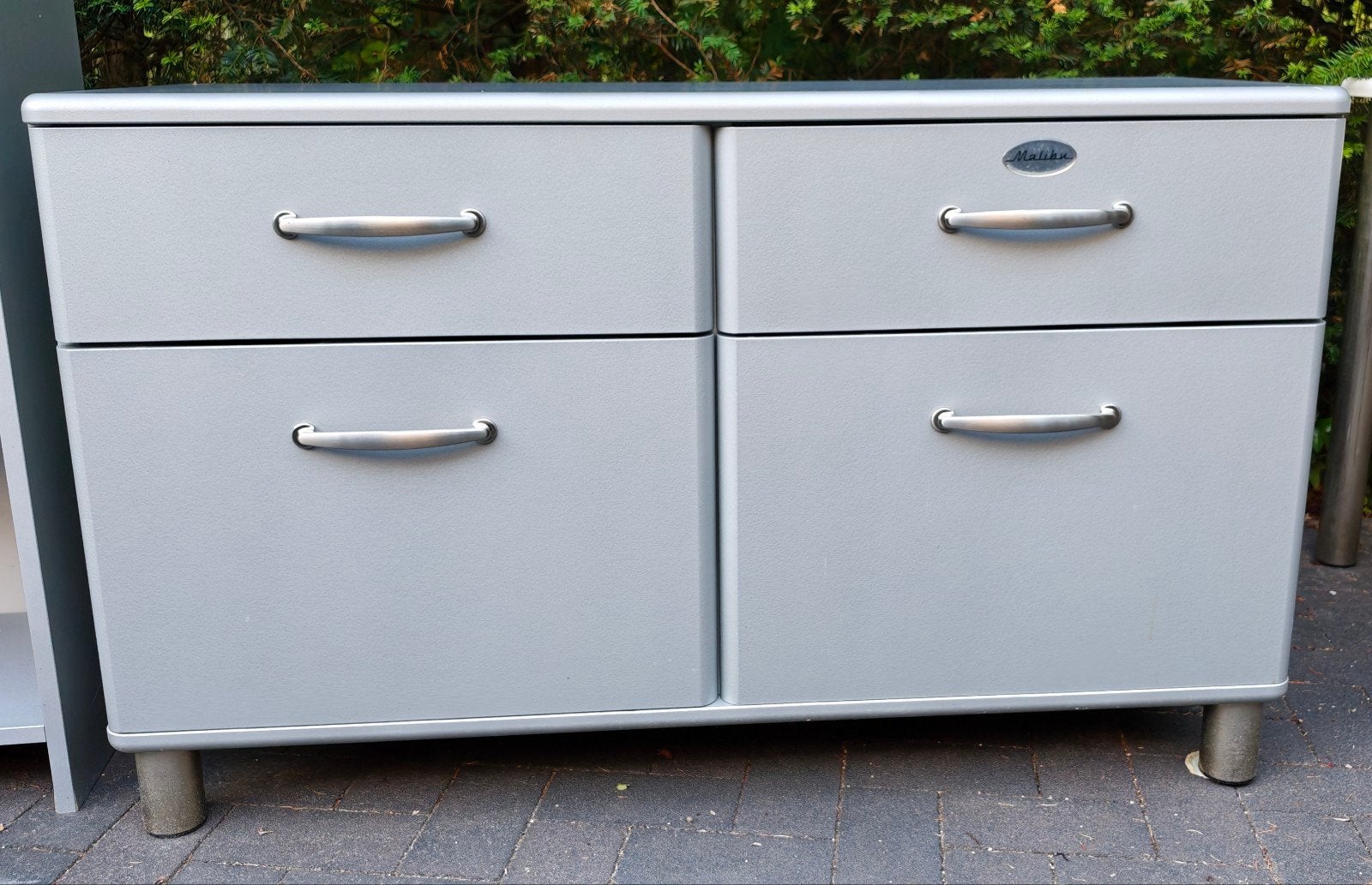 Malibu - houten ladekast met 4 laatjes, grijs, Gebruikt, 100 tot 150 cm, Modern, Industrieel, 3 of 4 laden
