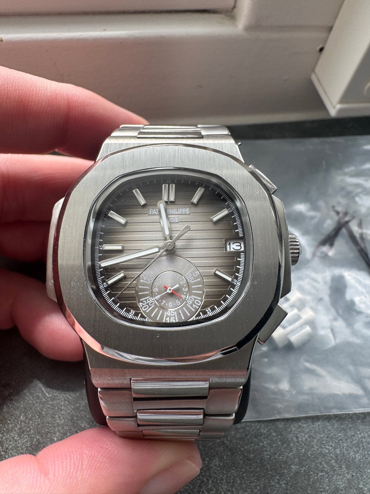 Patek Philippe Nautilus Chronograaf Staal, Overige merken, Staal, Staal, Polshorloge