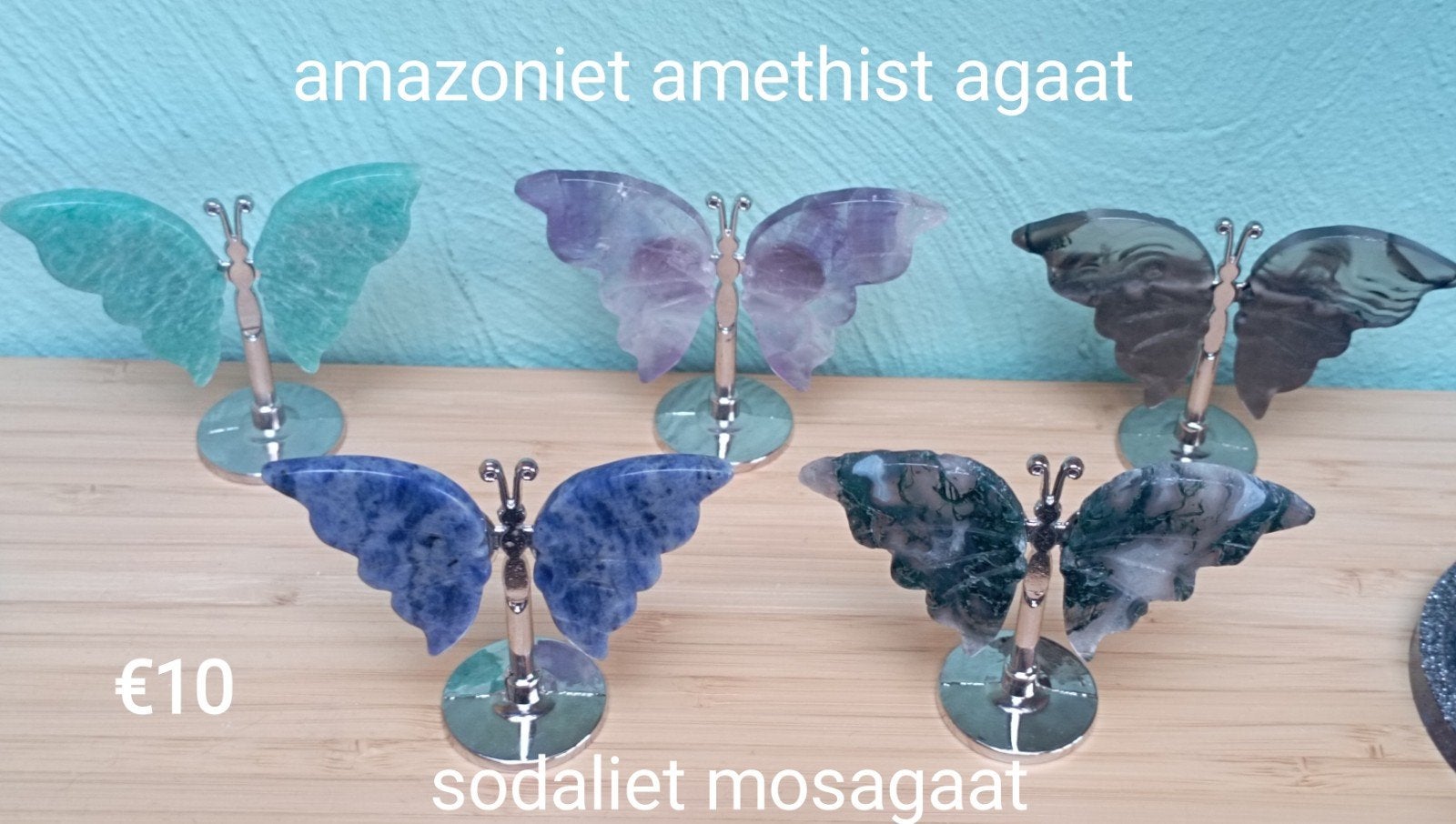 Edelstenen vlinder 58-60mm hoog 68-80 breed, Ophalen of Verzenden, Mineraal