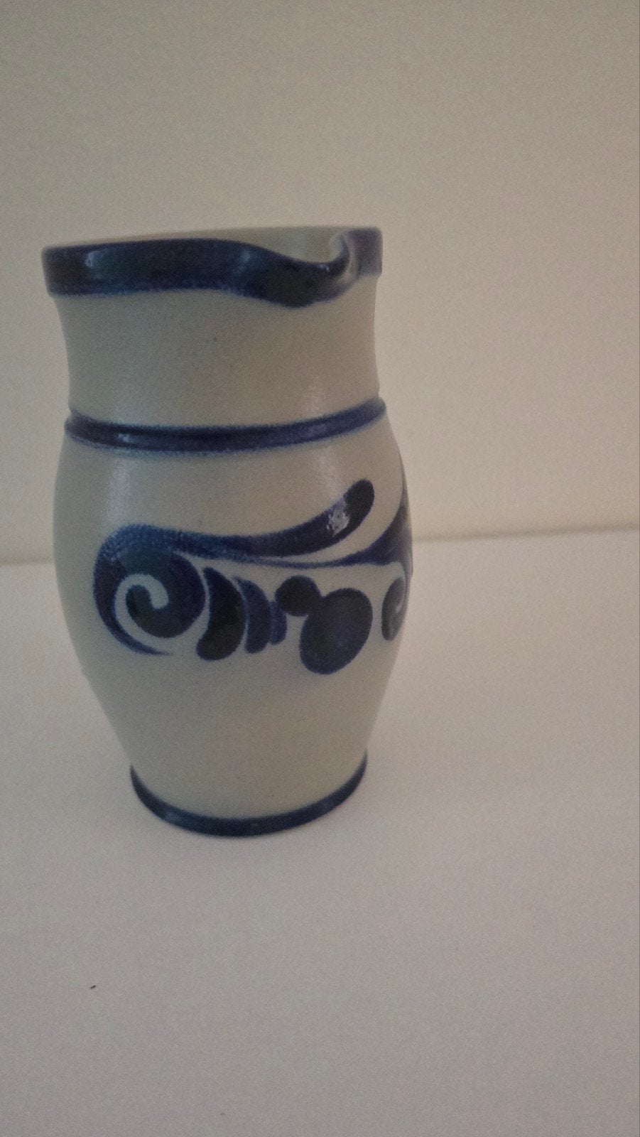 Vintage Goebel Merkelbach Salzglasuur Kan - Blauw Decor, Ophalen