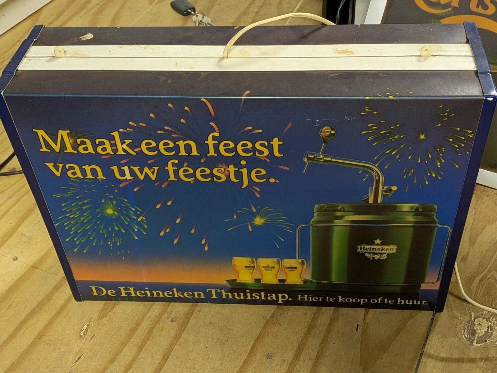 Heineken verlichting, Ophalen, Zo goed als nieuw, Reclamebord, Plaat of Schild, Heineken