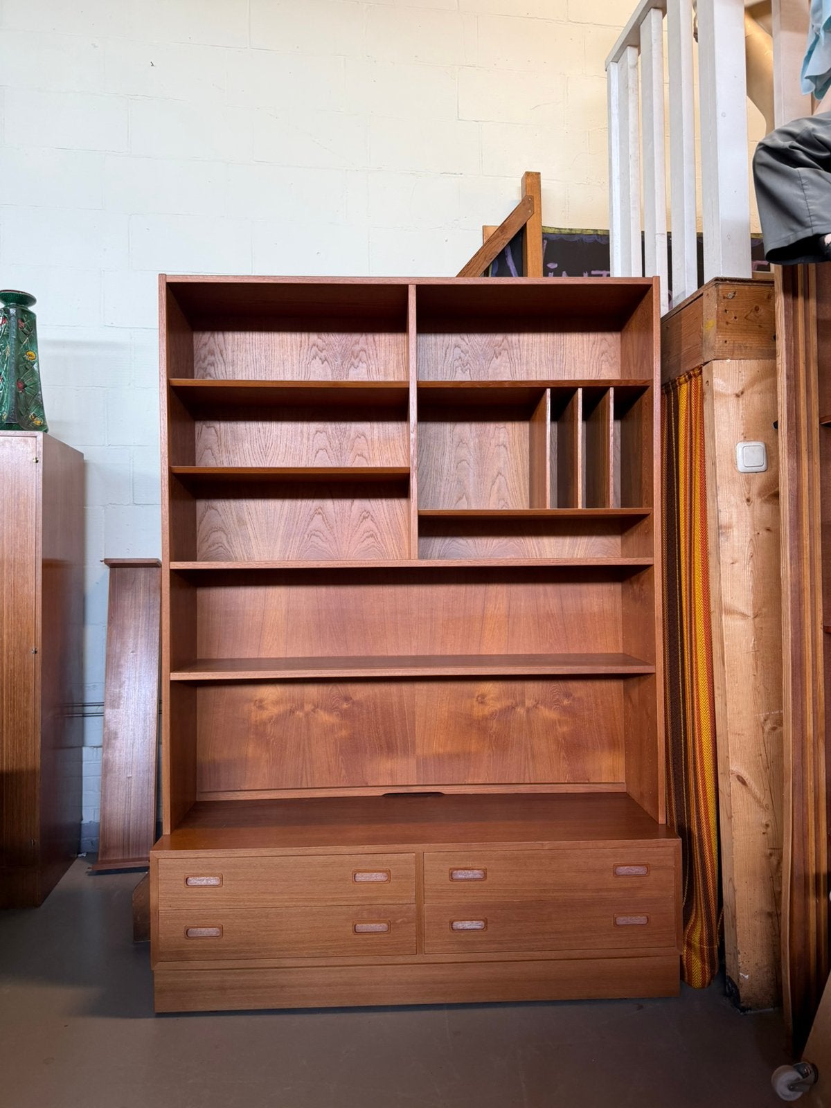 Vintage hundevad teak deens highboard lpkast, Ophalen, Gebruikt, C, Minder dan 150 cm