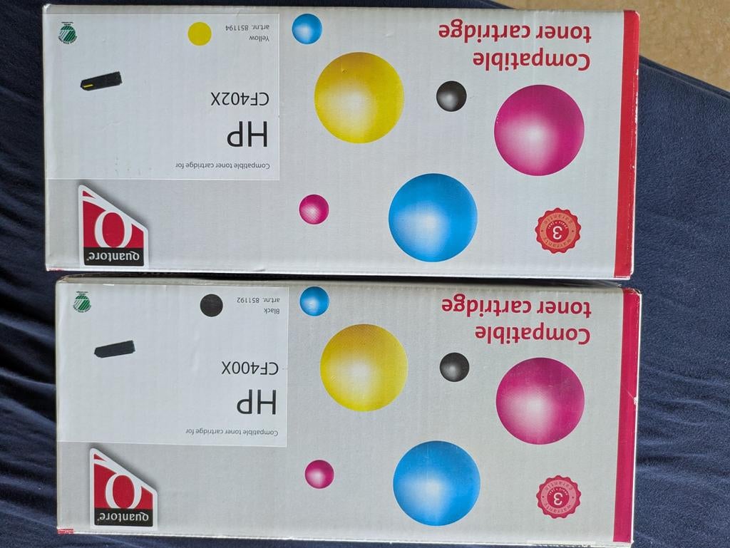Quantore Toner Cartridge voor HP CF400X Zwart en CF402X geel, Computers en Software, Printers, Ophalen of Verzenden, Nieuw, Quantore