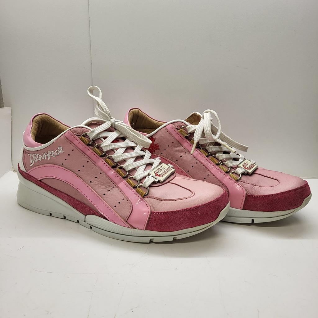 Dsquared2 Roze Leren Sneakers - Maat 38, Ophalen of Verzenden, Gedragen, Roze, Sneakers of Gympen